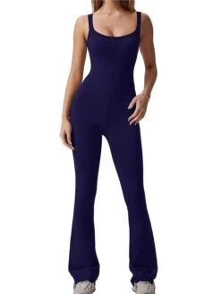 Women's Jumpsuit High Waist Solid Color Round Neck Streetwear Daily Vacation Slim Sleeveless Black Navy Blue Light Brown S M L Fall -Cheap Plus Fit Dress Store fdhxal1695792359804