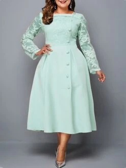 Women‘s Plus Size Curve Party Dress Pure Color Square Neck Long Sleeve Winter Fall Fashion Elegant Formal Midi Dress Party Evening Party Dress 15 Women‘s Plus Size Curve Party Dress Pure Color Square Neck Long Sleeve Winter Fall Fashion Elegant Formal Midi Dress Party Evening Party Dress -Cheap Plus Fit Dress Store fdszgg1670211986736