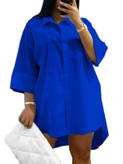 Women‘s Plus Size Curve Shirt Dress Solid Color Shirt Collar Long Sleeve Fall Spring Basic Casual Short Mini Dress Casual Daily Dress 12 Women‘s Plus Size Curve Shirt Dress Solid Color Shirt Collar Long Sleeve Fall Spring Basic Casual Short Mini Dress Casual Daily Dress -Cheap Plus Fit Dress Store fduugg1646132163887
