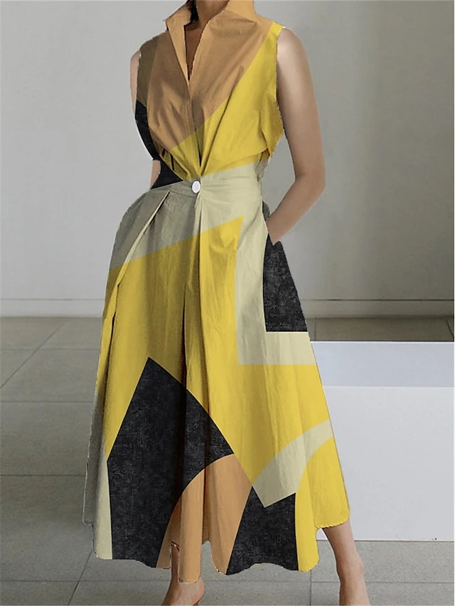 Women's Shirt Dress Casual Dress Swing Dress Maxi Long Dress Outdoor Office Daily Polyester Fashion Modern Shirt Collar Button Pocket Sleeveless Summer Spring 2023 Loose Fit Yellow Dark Pink Blue 6 Women's Shirt Dress Casual Dress Swing Dress Maxi Long Dress Outdoor Office Daily Polyester Fashion Modern Shirt Collar Button Pocket Sleeveless Summer Spring 2023 Loose Fit Yellow Dark Pink Blue - Image 6