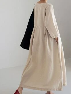 Women's Casual Dress Cotton Dress Swing Dress Maxi Long Dress Cotton Casual Outdoor Winter Dress Holiday Crew Neck Ruched Pocket Long Sleeve Summer Spring Fall 2023 Loose Fit Black Dark Green Brown 12 Women's Casual Dress Cotton Dress Swing Dress Maxi Long Dress Cotton Casual Outdoor Winter Dress Holiday Crew Neck Ruched Pocket Long Sleeve Summer Spring Fall 2023 Loose Fit Black Dark Green Brown -Cheap Plus Fit Dress Store feleef1655365503149