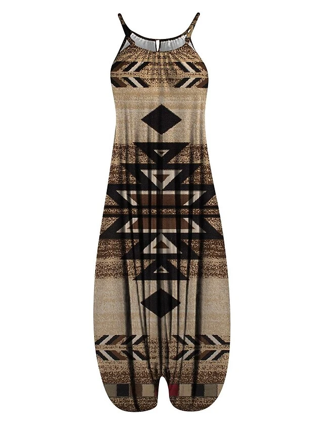 Women's Overall Print Floral Crew Neck Streetwear Daily Vacation Loose Fit Sleeveless Suspender National Style Printing Jumpsuit 9 Women's Overall Print Floral Crew Neck Streetwear Daily Vacation Loose Fit Sleeveless Suspender National Style Printing Jumpsuit - Image 9