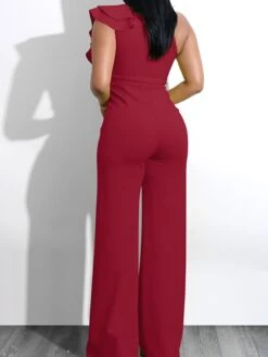 Women's Jumpsuit Ruffle Backless Solid Color One Shoulder Elegant Party Homecoming Wide Leg Regular Fit Sleeveless Wine Army Green White S M L Spring 28 Women's Jumpsuit Ruffle Backless Solid Color One Shoulder Elegant Party Homecoming Wide Leg Regular Fit Sleeveless Wine Army Green White S M L Spring -Cheap Plus Fit Dress Store fgszoz1642503383389