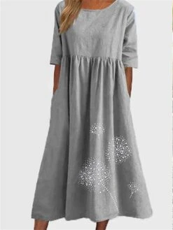 Women's Casual Dress Cotton Linen Dress Swing Dress Midi Dress Cotton Blend Basic Casual Outdoor Daily Vacation Crew Neck Ruched Pocket Half Sleeve Summer Spring Fall 2023 Loose Fit ArmyGreen Black 11 Women's Casual Dress Cotton Linen Dress Swing Dress Midi Dress Cotton Blend Basic Casual Outdoor Daily Vacation Crew Neck Ruched Pocket Half Sleeve Summer Spring Fall 2023 Loose Fit ArmyGreen Black -Cheap Plus Fit Dress Store fhuqlj1678263980229