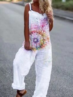 Women's Overall Print Floral Square Neck Casual Daily Vacation Harem Loose Fit Sleeveless White Yellow Light Green S M L Summer 13 Women's Overall Print Floral Square Neck Casual Daily Vacation Harem Loose Fit Sleeveless White Yellow Light Green S M L Summer -Cheap Plus Fit Dress Store fioqdn1685100956672