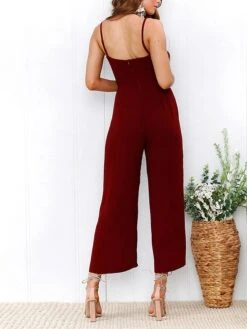 Women's Jumpsuit High Waist Solid Color Square Neck Streetwear Daily Vacation Regular Fit Sleeveless Black Yellow Wine S M L Spring 23 Women's Jumpsuit High Waist Solid Color Square Neck Streetwear Daily Vacation Regular Fit Sleeveless Black Yellow Wine S M L Spring -Cheap Plus Fit Dress Store fixikc1676364644750