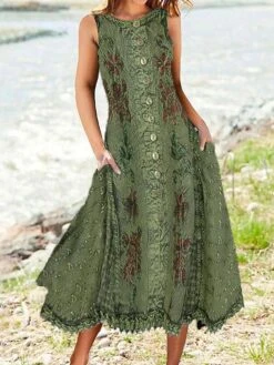 Women's Two Piece Dress Set Casual Dress Swing Dress Outdoor Daily Fashion Modern Button Pocket Midi Dress Crew Neck Short Sleeve Floral Loose Fit Pink Blue Green Summer Spring S M L XL XXL -Cheap Plus Fit Dress Store fjtgpk1683801798316