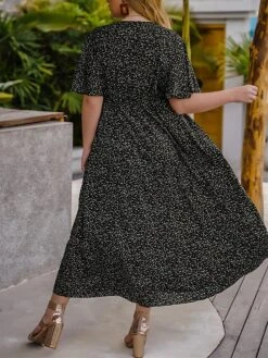 Women‘s Plus Size Curve Casual Dress Swing Dress Floral Dress Polka Dot Midi Dress Short Sleeve Print V Neck Fashion Daily Red Orange Summer Spring XL XXL 3XL 4XL -Cheap Plus Fit Dress Store flsoga1676458013194