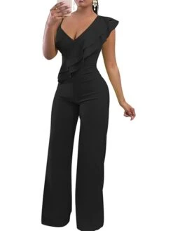 Women's Jumpsuit Ruffle Backless Solid Color One Shoulder Elegant Party Homecoming Wide Leg Regular Fit Sleeveless Wine Army Green White S M L Spring 36 Women's Jumpsuit Ruffle Backless Solid Color One Shoulder Elegant Party Homecoming Wide Leg Regular Fit Sleeveless Wine Army Green White S M L Spring -Cheap Plus Fit Dress Store fmcqqg1642503385662
