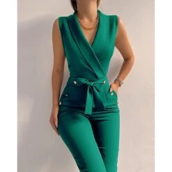 Women's Pants Trousers Jumpsuit Rompers Green Blue Wine Mid Waist Fashion Casual Weekend Side Pockets Micro-elastic Full Length Comfort Plain S M L XL -Cheap Plus Fit Dress Store fmnvej1655972328582