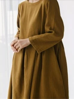 Women's Cotton Linen Dress Casual Dress Swing Dress Maxi Long Dress Cotton Blend Basic Classic Outdoor Daily Crew Neck Pocket Smocked Long Sleeve Summer Spring Fall 2023 Loose Fit Black Yellow Green 32 Women's Cotton Linen Dress Casual Dress Swing Dress Maxi Long Dress Cotton Blend Basic Classic Outdoor Daily Crew Neck Pocket Smocked Long Sleeve Summer Spring Fall 2023 Loose Fit Black Yellow Green -Cheap Plus Fit Dress Store fpfanb1673850085844