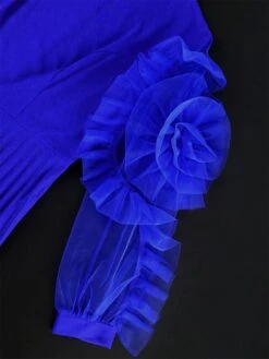 Women's Plus Size Curve Party Dress Formal Dress A Line Dress Plain Midi Dress Long Sleeve Pleated Ruffle Crew Neck Fashion Party Blue Fall Winter XL XXL 3XL 4XL -Cheap Plus Fit Dress Store fpjpcq1694425988548