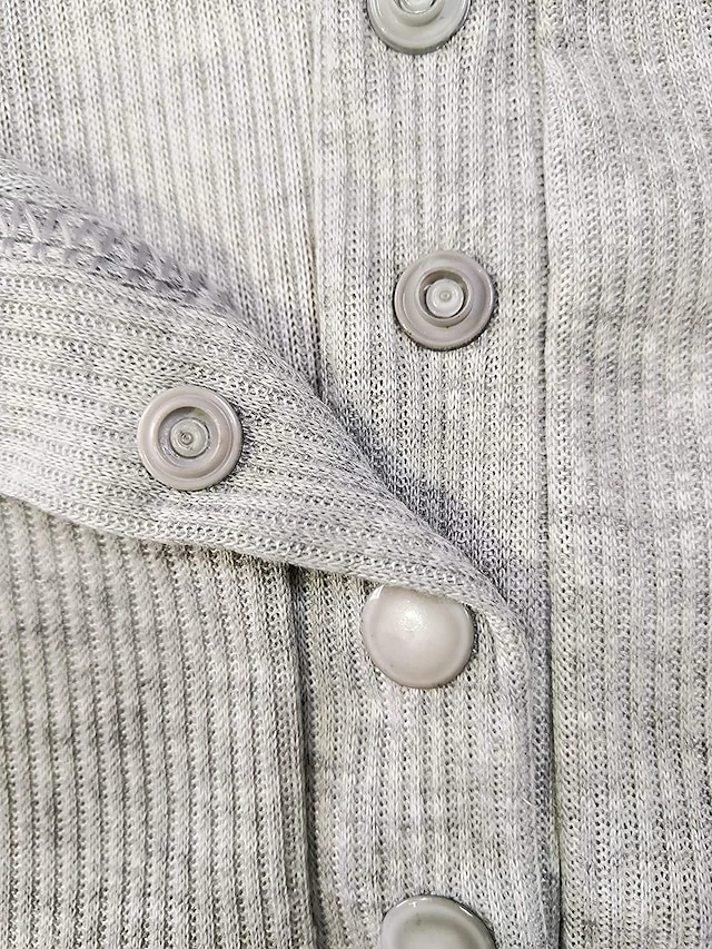 Women's Jumpsuits Casual Summer Romper Button Front Solid Color V Neck Daily Regular Fit Long Sleeve Green Black Gray S M L Fall Cold Weather 2 Women's Jumpsuits Casual Summer Romper Button Front Solid Color V Neck Daily Regular Fit Long Sleeve Green Black Gray S M L Fall Cold Weather - Image 2