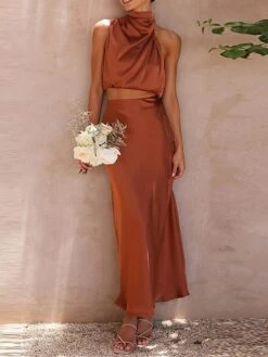 Women's Two Piece Dress Set Casual Dress Skirt Set Daily Holiday Fashion Sexy Ruched Long Dress Maxi Dress Stand Collar Sleeveless Plain Regular Fit Black White Light Green Summer Spring S M L XL 38 Women's Two Piece Dress Set Casual Dress Skirt Set Daily Holiday Fashion Sexy Ruched Long Dress Maxi Dress Stand Collar Sleeveless Plain Regular Fit Black White Light Green Summer Spring S M L XL -Cheap Plus Fit Dress Store furdpj1690857205084