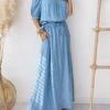 Women's Two Piece Dress Set Casual Dress Skirt Set Outdoor Daily Modern Casual Pocket Drawstring Long Dress Maxi Dress Off Shoulder Half Sleeve Floral Loose Fit Blue Gray Summer Spring S M L XL XXL