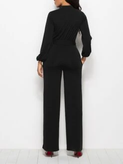 Women's Jumpsuit Lace Up Pocket Solid Color Stand Collar Streetwear Xmas Street Christmas Daily Regular Fit Long Sleeve Black Wine Red S M L Fall 26 Women's Jumpsuit Lace Up Pocket Solid Color Stand Collar Streetwear Xmas Street Christmas Daily Regular Fit Long Sleeve Black Wine Red S M L Fall -Cheap Plus Fit Dress Store fzzljj1692616042358