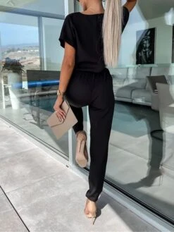 Women's Jumpsuits Casual Summer Lace Up High Waist Solid Color Crew Neck Business Office Work Loose Fit Short Sleeve Black Pink Fuchsia S M L 27 Women's Jumpsuits Casual Summer Lace Up High Waist Solid Color Crew Neck Business Office Work Loose Fit Short Sleeve Black Pink Fuchsia S M L -Cheap Plus Fit Dress Store gcffpe1681730550700