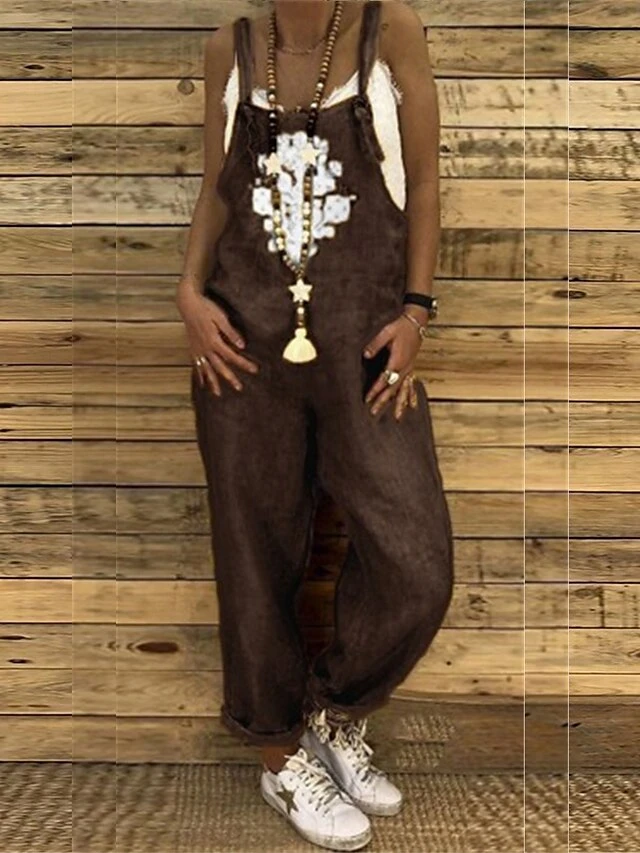 Women's Overall Print Print U Neck Streetwear Daily Vacation Regular Fit Sleeveless Yellow Brown Green S M L Summer 5 Women's Overall Print Print U Neck Streetwear Daily Vacation Regular Fit Sleeveless Yellow Brown Green S M L Summer - Image 5