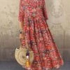 Women‘s Curve Plus Size Curve Sheath Dress Floral Round Neck Print Half Sleeve Fall Spring Charm Casual Vacation Maxi Long Dress Dailywear Date Dress / Summer