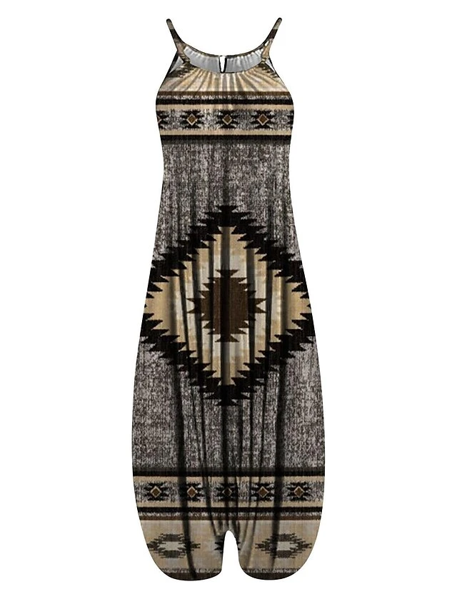 Women's Overall Print Floral Crew Neck Streetwear Daily Vacation Loose Fit Sleeveless Suspender National Style Printing Jumpsuit 7 Women's Overall Print Floral Crew Neck Streetwear Daily Vacation Loose Fit Sleeveless Suspender National Style Printing Jumpsuit - Image 7