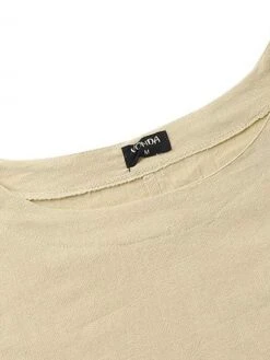 Women's Casual Dress Cotton Linen Dress White Dress Maxi Long Dress Cotton Blend Basic Casual Outdoor Daily Crew Neck Split Long Sleeve Spring Fall Autumn 2023 Loose Fit White Khaki Pure Color S M L -Cheap Plus Fit Dress Store gibich1673599043637