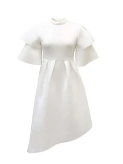 Women‘s Plus Size Curve Party Dress Solid Color Crew Neck Half Sleeve Spring Fall Elegant Modern Maxi Long Dress Formal Party Dress -Cheap Plus Fit Dress Store gickho1669704982649