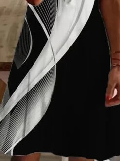 Women‘s Plus Size Curve Casual Dress Lace Design Color Block Stripe Midi Dress Short Sleeve V Neck Fashion Daily Black Summer Dress Spring Dress -Cheap Plus Fit Dress Store giyuqw1677652561129