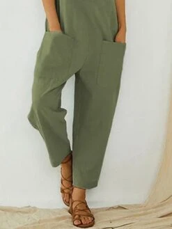 Jumpsuits For Women Summer Overall Bib Utility Patch Pocket Print Floral U Neck Streetwear Street Daily Regular Fit Sleeveless Army Green Blue S M L -Cheap Plus Fit Dress Store gjjkqh1678258930429