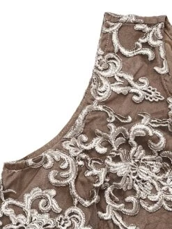 Women's Jumpsuit Lace Solid Color Round Neck Elegant Wedding Party Straight Regular Fit 3/4 Length Sleeve Brown S M L Spring Cold Weather -Cheap Plus Fit Dress Store gkakcq1662455872849