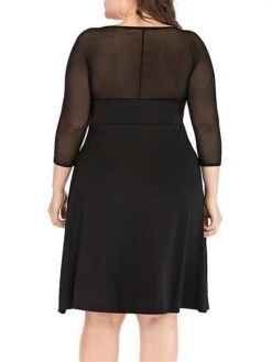 Women‘s Plus Size Curve Work Dress Black Dress Semi Formal Dress Fashion Midi Dress Mesh V Neck 3/4 Length Sleeve Plain Loose Fit Black Spring Fall XL XXL 3XL 4XL 5XL 9 Women‘s Plus Size Curve Work Dress Black Dress Semi Formal Dress Fashion Midi Dress Mesh V Neck 3/4 Length Sleeve Plain Loose Fit Black Spring Fall XL XXL 3XL 4XL 5XL -Cheap Plus Fit Dress Store glezpc1691402307259