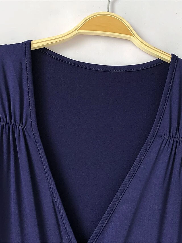 Women's Plus Size Curve Party Dress Swing Dress Formal Dress Plain Long Dress Maxi Dress 3/4 Length Sleeve Ruched Crew Neck Fashion Party Black Wine Fall Winter L XL XXL 3XL 17 Women's Plus Size Curve Party Dress Swing Dress Formal Dress Plain Long Dress Maxi Dress 3/4 Length Sleeve Ruched Crew Neck Fashion Party Black Wine Fall Winter L XL XXL 3XL - Image 17