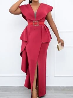 Women's Plus Size Curve Party Dress Solid Color V Neck Short Sleeve Spring Summer Prom Dress Maxi Long Dress Party Dress 16 Women's Plus Size Curve Party Dress Solid Color V Neck Short Sleeve Spring Summer Prom Dress Maxi Long Dress Party Dress -Cheap Plus Fit Dress Store gmibzy1652684136724