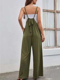 Women's Jumpsuit Backless High Waist Solid Color U Neck Streetwear Street Daily Regular Fit Sleeveless Black Wine Army Green S M L Summer -Cheap Plus Fit Dress Store gmrpyx1679048982641