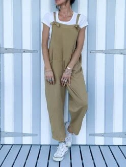 Women's Overall Utility Patch Pocket Solid Color Square Neck Streetwear Street Daily Regular Fit Sleeveless Pink Army Green Blue S M L Summer Fall 19 Women's Overall Utility Patch Pocket Solid Color Square Neck Streetwear Street Daily Regular Fit Sleeveless Pink Army Green Blue S M L Summer Fall -Cheap Plus Fit Dress Store gonmso1681730637163