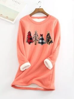Women‘s Plus Size Christmas Casual Dress Tree Crew Neck Long Sleeve Winter Fall Casual Mini Dress Daily Dress / Hoodie Dress -Cheap Plus Fit Dress Store gpjiyl1666777592309