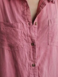 Women's Jumpsuits Utility Casual Summer Button Front Solid Color Shirt Collar Basic Home Traveling Regular Fit Long Sleeve Pink S M L -Cheap Plus Fit Dress Store gpszhj1668584422031