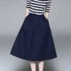 Women's Two Piece Dress Set Casual Dress Skirt Set Daily Going Out Fashion Streetwear Ribbed Print Midi Dress Crew Neck Short Sleeve Stripe Slim Blue Fall S M L XL XXL