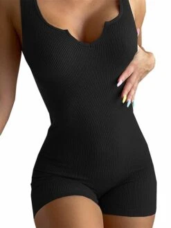 Women's Romper Workout Bodysuit Backless High Waist Solid Color U Neck Sexy Street Daily Regular Fit Sleeveless Black White Wine XS S M Summer Fall Gym 18 Women's Romper Workout Bodysuit Backless High Waist Solid Color U Neck Sexy Street Daily Regular Fit Sleeveless Black White Wine XS S M Summer Fall Gym -Cheap Plus Fit Dress Store grifnl1678857598763