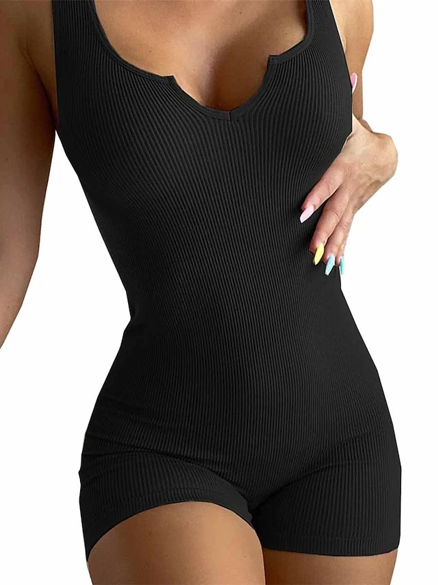 Women's Romper Workout Bodysuit Backless High Waist Solid Color U Neck Sexy Street Daily Regular Fit Sleeveless Black White Wine XS S M Summer Fall Gym 8 Women's Romper Workout Bodysuit Backless High Waist Solid Color U Neck Sexy Street Daily Regular Fit Sleeveless Black White Wine XS S M Summer Fall Gym - Image 8
