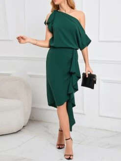 Women's Two Piece Dress Set Party Dress Skirt Set Party Outdoor Fashion Party Ruffle Asymmetrical Midi Dress Off Shoulder Half Sleeve Plain Loose Fit Green Spring Fall S M L XL XXL 13 Women's Two Piece Dress Set Party Dress Skirt Set Party Outdoor Fashion Party Ruffle Asymmetrical Midi Dress Off Shoulder Half Sleeve Plain Loose Fit Green Spring Fall S M L XL XXL -Cheap Plus Fit Dress Store grqcex1692339650470