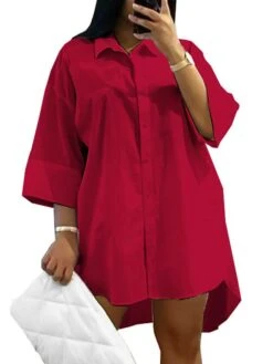 Women‘s Plus Size Curve Shirt Dress Solid Color Shirt Collar Long Sleeve Fall Spring Basic Casual Short Mini Dress Casual Daily Dress 14 Women‘s Plus Size Curve Shirt Dress Solid Color Shirt Collar Long Sleeve Fall Spring Basic Casual Short Mini Dress Casual Daily Dress -Cheap Plus Fit Dress Store gsbwrc1646132164265