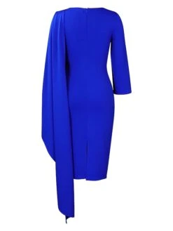 Women‘s Plus Size Curve Work Dress Bodycon Sheath Dress Solid Color Midi Dress Long Sleeve Crew Neck Fashion Outdoor White Red Fall Spring L XL XXL 3XL -Cheap Plus Fit Dress Store gshdun1676871085562