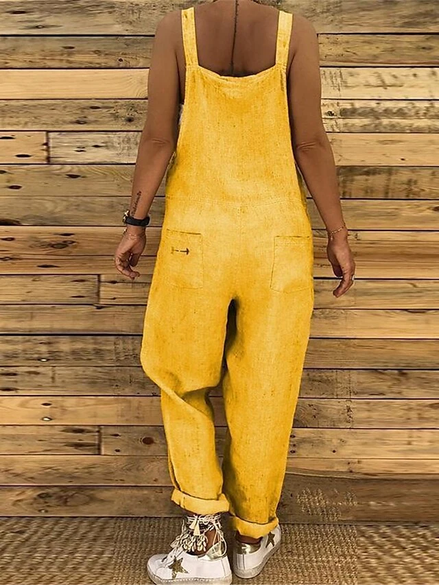 Women's Overall Print Print U Neck Streetwear Daily Vacation Regular Fit Sleeveless Yellow Brown Green S M L Summer 2 Women's Overall Print Print U Neck Streetwear Daily Vacation Regular Fit Sleeveless Yellow Brown Green S M L Summer - Image 2