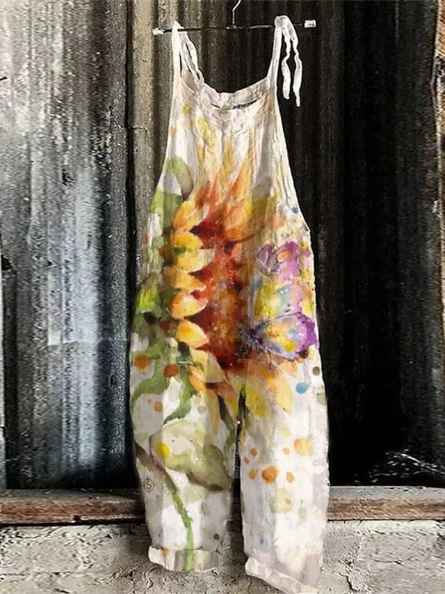 Jumpsuits For Women Print Animal Trug Life Square Neck Casual Daily Holiday Regular Fit Sleeveless Blue Purple Yellow S M L Spring Summer Fall 1 Jumpsuits For Women Print Animal Trug Life Square Neck Casual Daily Holiday Regular Fit Sleeveless Blue Purple Yellow S M L Spring Summer Fall