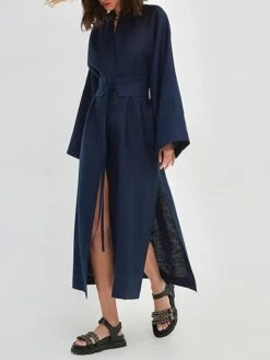 Women's Casual Dress Cotton Dress Wrap Dress Maxi Long Dress Cotton Fashion Basic Outdoor Daily Holiday V Neck Split Tie Belt Long Sleeve Fall Winter Autumn 2023 Loose Fit Navy Blue Green Rose Red 32 Women's Casual Dress Cotton Dress Wrap Dress Maxi Long Dress Cotton Fashion Basic Outdoor Daily Holiday V Neck Split Tie Belt Long Sleeve Fall Winter Autumn 2023 Loose Fit Navy Blue Green Rose Red -Cheap Plus Fit Dress Store gtblqp1692961116515