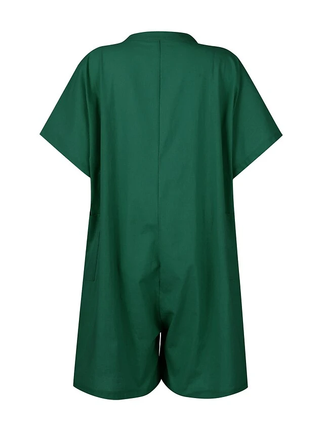 Women's Romper Button Solid Color Crew Neck Basic Street Daily Regular Fit Short Sleeve Black White Yellow S M L Summer 19 Women's Romper Button Solid Color Crew Neck Basic Street Daily Regular Fit Short Sleeve Black White Yellow S M L Summer - Image 19