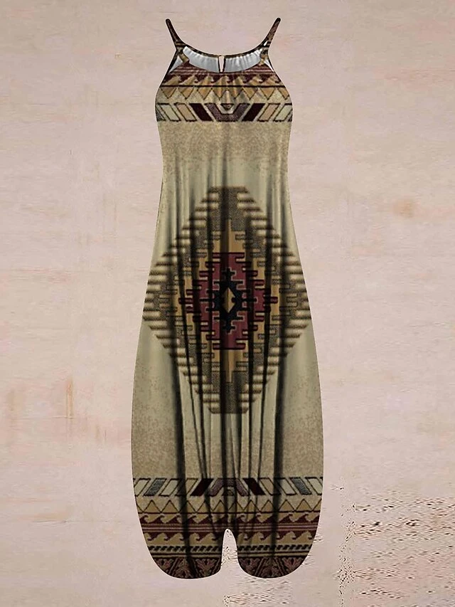 Women's Overall Print Floral Crew Neck Streetwear Daily Vacation Loose Fit Sleeveless Suspender National Style Printing Jumpsuit 1 Women's Overall Print Floral Crew Neck Streetwear Daily Vacation Loose Fit Sleeveless Suspender National Style Printing Jumpsuit