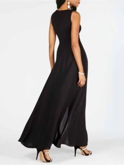 Jumpsuits For Women Dressy Overlay Split Print Solid Color Crew Neck Streetwear Office Work Regular Fit Sleeveless Black White Wine S M L Summer Fall -Cheap Plus Fit Dress Store gutkwc1679970200428