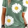 Women's T Shirt Tee Yellow Red Blue Floral Sunflower Daisy Short Sleeve Daily Round Neck Loose Fit Summer