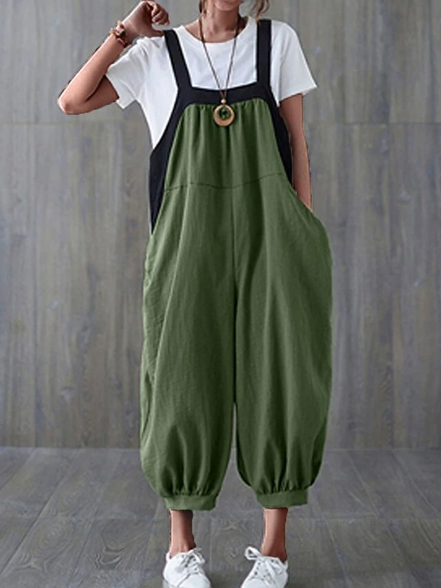 Women's Overall Bib Utility High Waist Solid Color Streetwear Daily Vacation Casual Loose Fit Sleeveless Black Army Green L XL XXL Summer Fall 1 Women's Overall Bib Utility High Waist Solid Color Streetwear Daily Vacation Casual Loose Fit Sleeveless Black Army Green L XL XXL Summer Fall